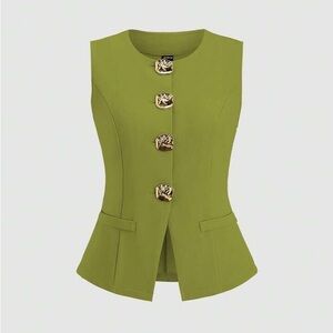 Elegant Green Sleeveless Blouse